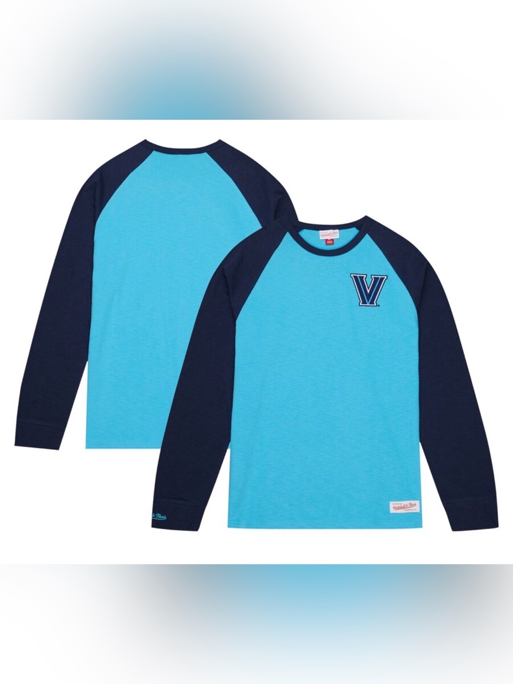 NWT Mitchell & Ness Men’s Blue Villanova Wildcats Raglan LS T-Shirt, Medium